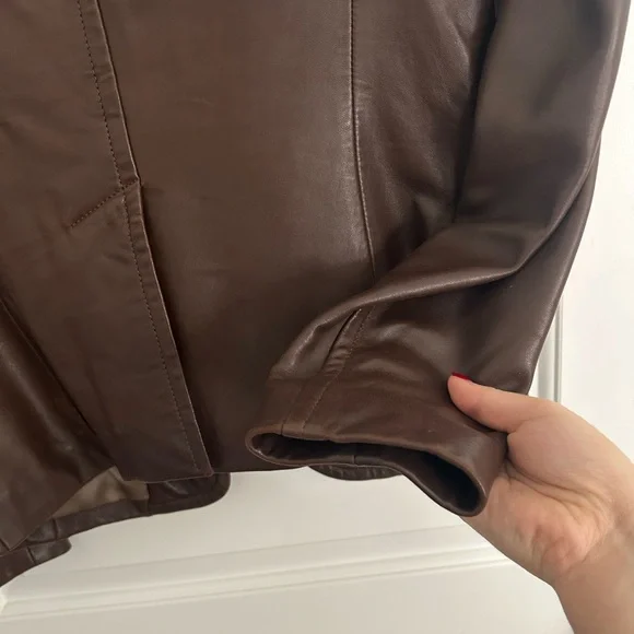 Vintage J.Crew Leather Brown Blazer - Picture 7 of 9